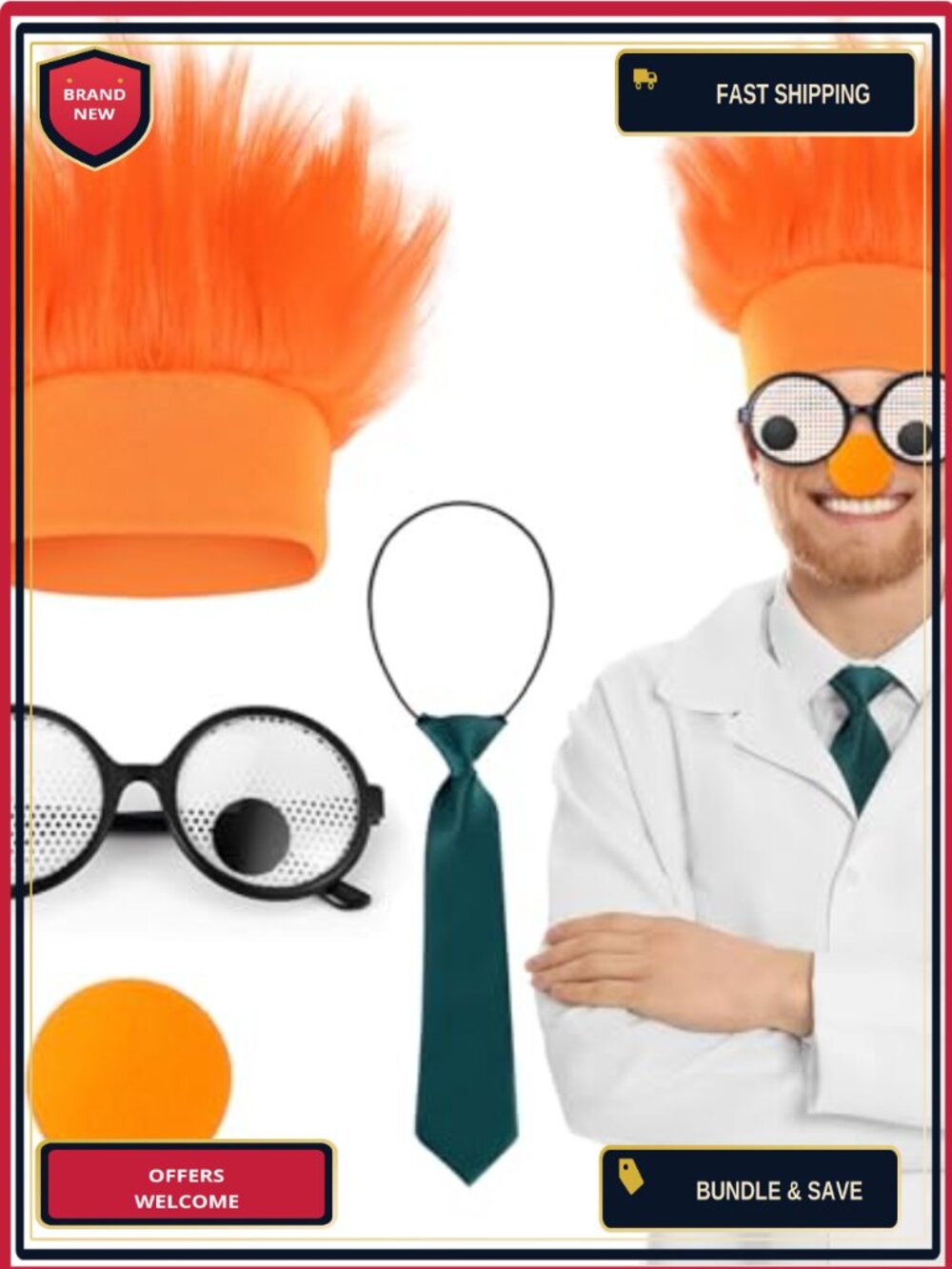Adult Halloween Costume Accessory Kit Cosplay Scientist Set